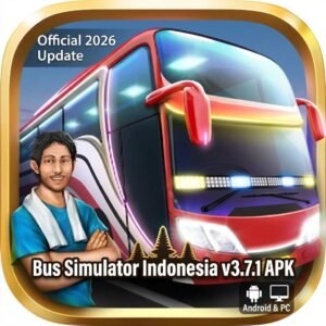 Bus Simulator Indonesia v3.7.1 game icon on a phone screen