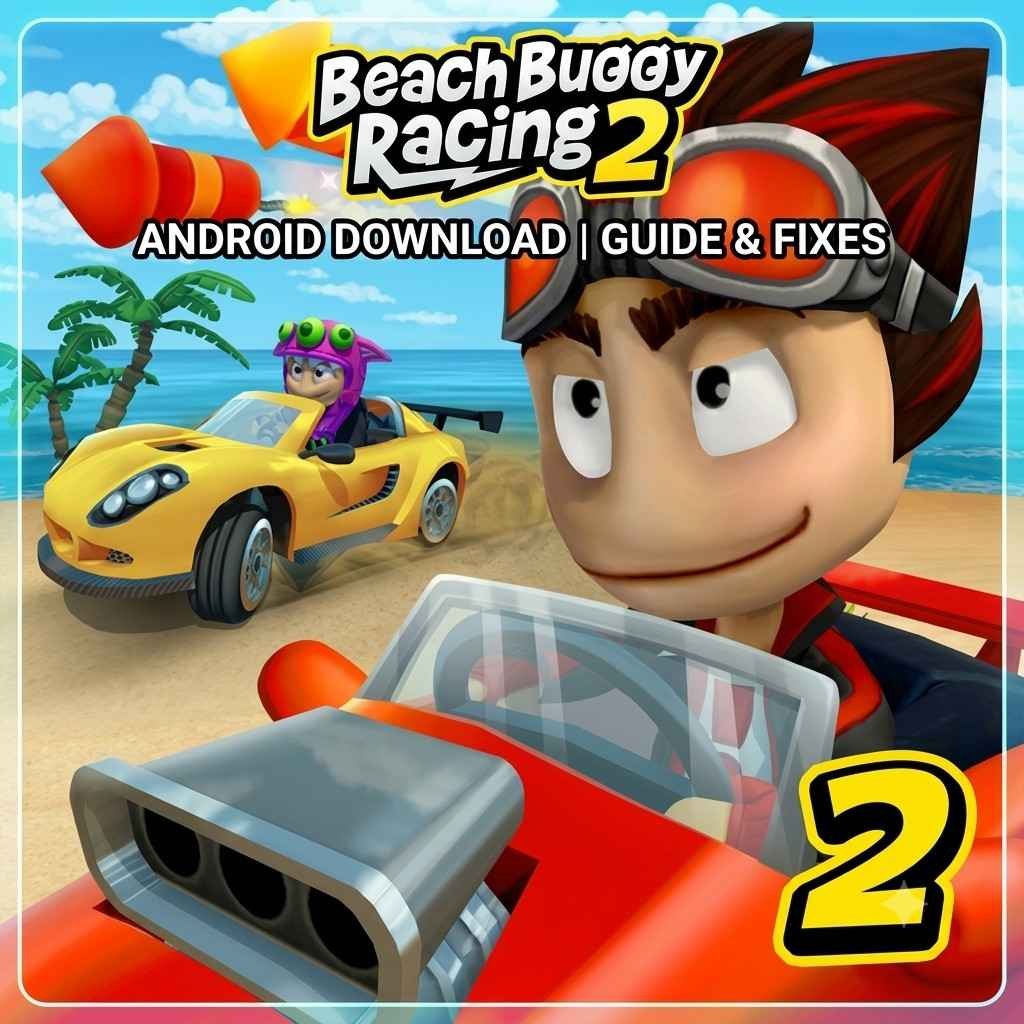 Beach Buggy Racing 2 gameplay featuring main driver and racing buggies on beach track
